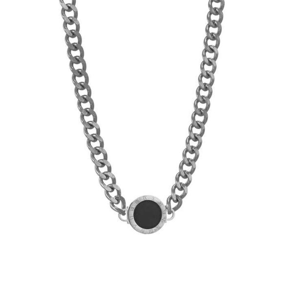 Fashion Retro Stainless Steel Jewelry Bracelet Necklace Roman Brand Accessories Geometric Shape Heavy Industry Thick Trendy