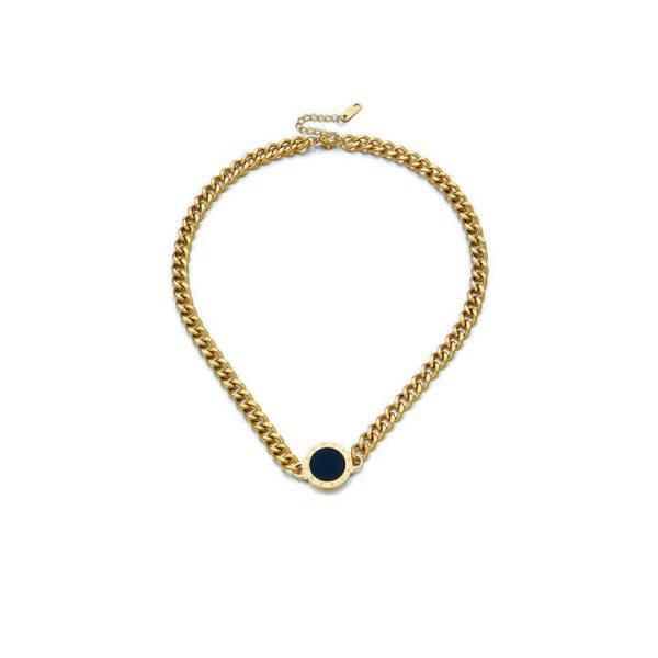 Fashion Retro Stainless Steel Jewelry Bracelet Necklace Roman Brand Accessories Geometric Shape Heavy Industry Thick Trendy