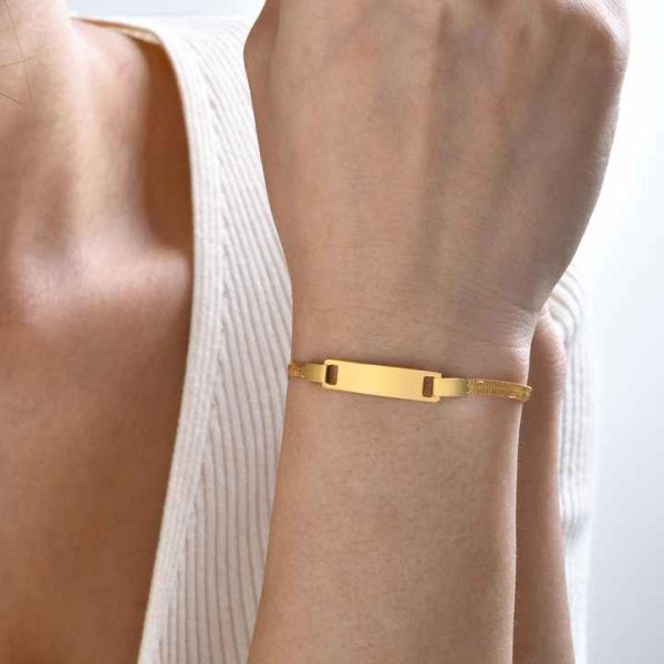 Children's Minimalist 18K Gold Plated Blank Snake Chain Fine Stainless Steel Fashion Bracelet Bangle Jewelry for Women Wholesale