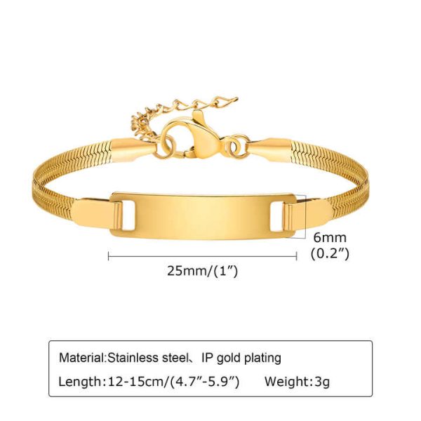 Children's Minimalist 18K Gold Plated Blank Snake Chain Fine Stainless Steel Fashion Bracelet Bangle Jewelry for Women Wholesale