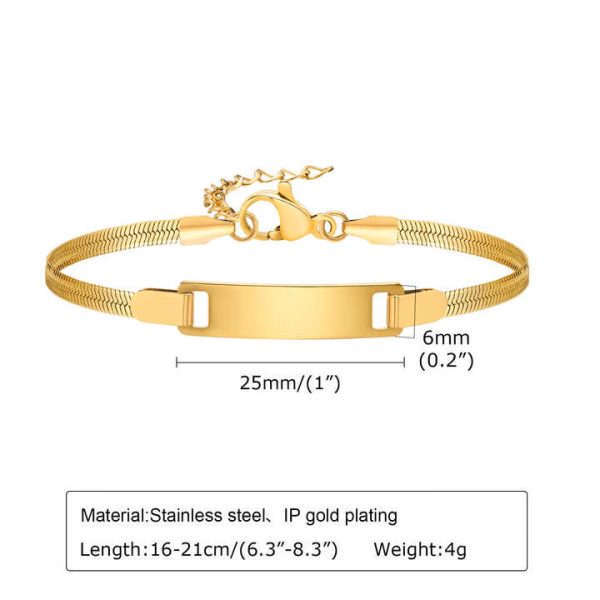 Children's Minimalist 18K Gold Plated Blank Snake Chain Fine Stainless Steel Fashion Bracelet Bangle Jewelry for Women Wholesale