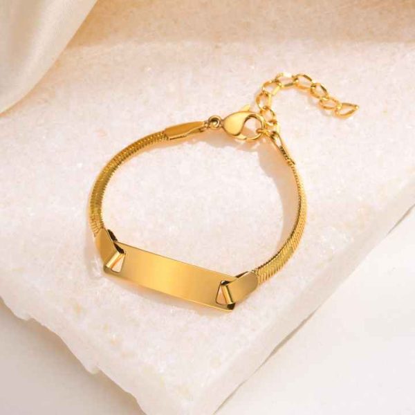 Children's Minimalist 18K Gold Plated Blank Snake Chain Fine Stainless Steel Fashion Bracelet Bangle Jewelry for Women Wholesale