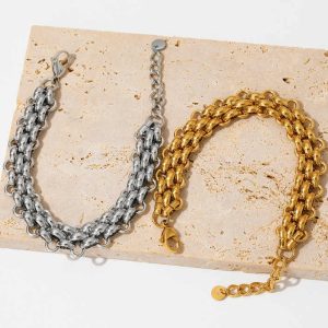 Wholesale Fashion Jewelry Cuban Chain Stainless Steel Bracelet Gold Plated Chain Bracelet for Women