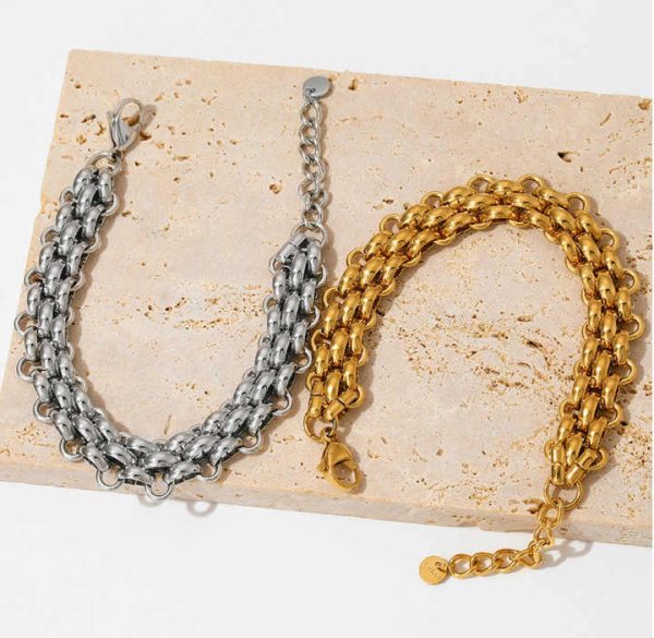Wholesale Fashion Jewelry Cuban Chain Stainless Steel Bracelet Gold Plated Chain Bracelet for Women