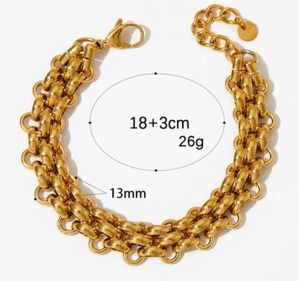 Wholesale Fashion Jewelry Cuban Chain Stainless Steel Bracelet Gold Plated Chain Bracelet for Women