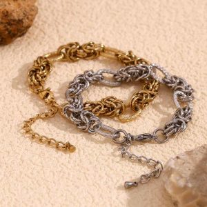 Trendy Unisex Stainless Steel Chain Bracelet 18K Gold Plated Hip Hop Jewelry for Daily Wear