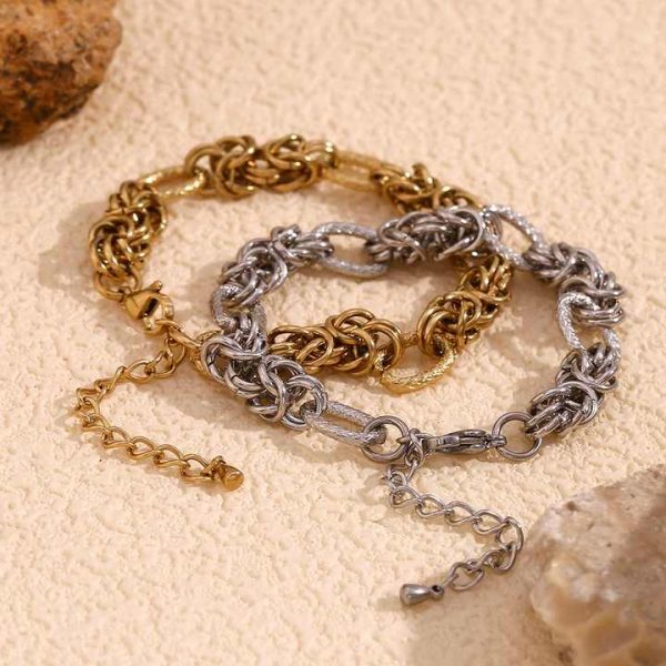 Hip Hop Jewelry Fashion Chain & Link Bracelets 14K Gold Plated Jewelry Stainless Steel Bracelets