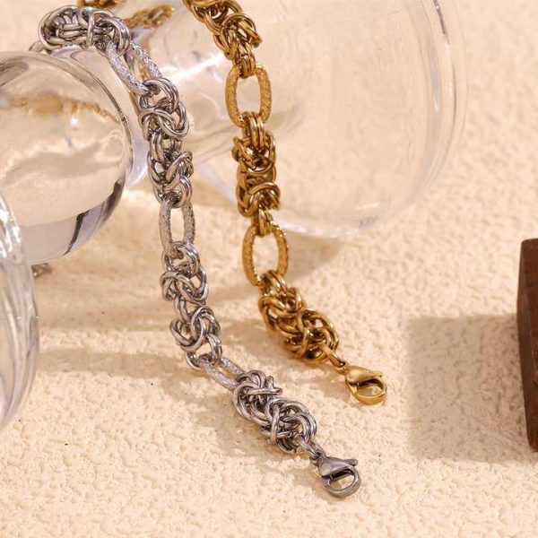 Hip Hop Jewelry Fashion Chain & Link Bracelets 14K Gold Plated Jewelry Stainless Steel Bracelets