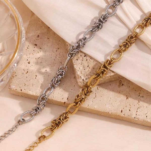 Hip Hop Jewelry Fashion Chain & Link Bracelets 14K Gold Plated Jewelry Stainless Steel Bracelets