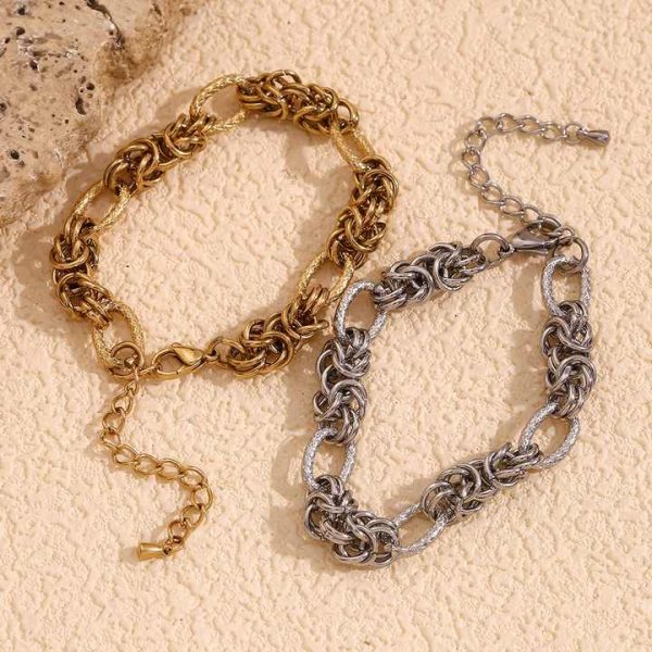 Hip Hop Jewelry Fashion Chain & Link Bracelets 14K Gold Plated Jewelry Stainless Steel Bracelets