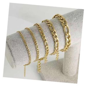 Unisex Wrist Jewelry Gold Plated Cuban Link Chain Bracelet Personalized Bracelet Stainless Steel Bracelets for Women Men