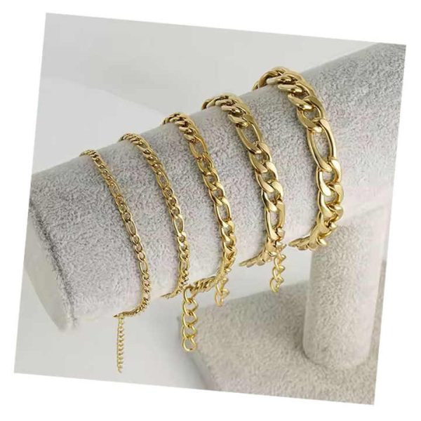 Unisex Wrist Jewelry Gold Plated Cuban Link Chain Bracelet Personalized Bracelet Stainless Steel Bracelets for Women Men