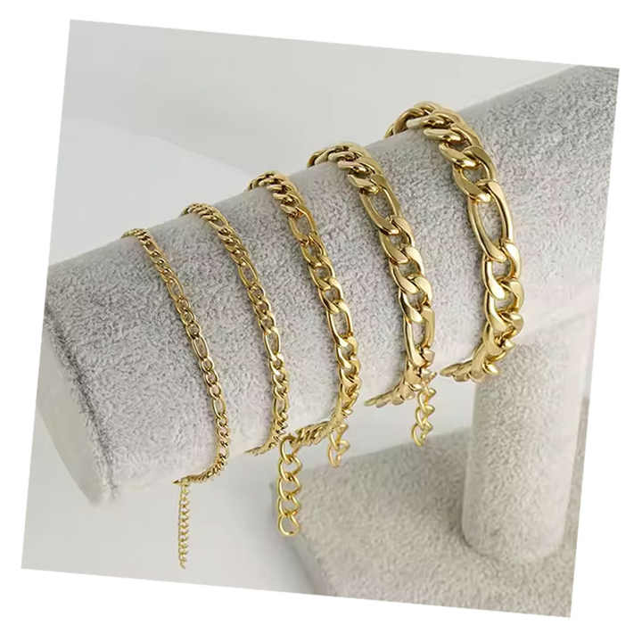 Unisex Wrist Jewelry Gold Plated Cuban Link Chain Bracelet Personalized Bracelet Stainless Steel Bracelets for Women Men