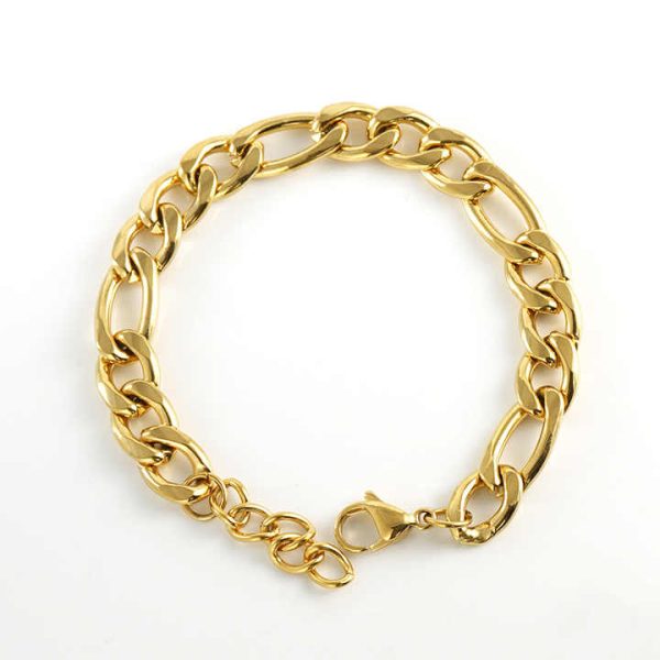 Unisex Wrist Jewelry Gold Plated Cuban Link Chain Bracelet Personalized Bracelet Stainless Steel Bracelets for Women Men
