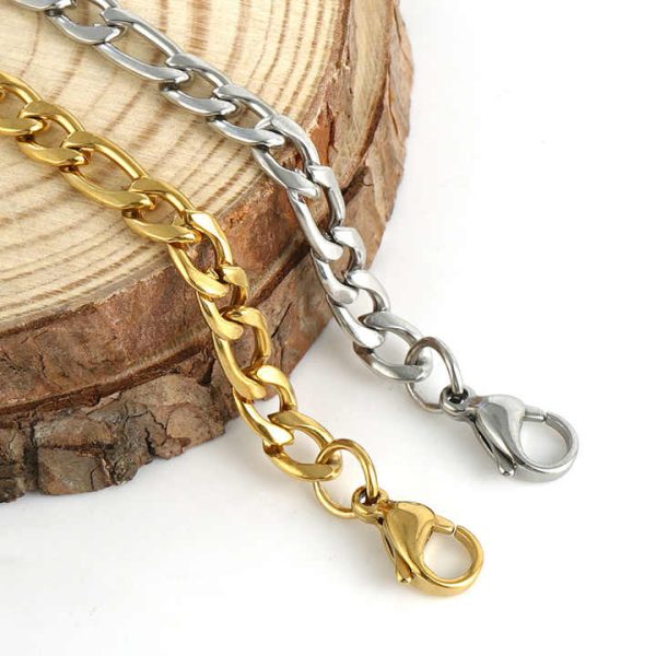 Unisex Wrist Jewelry Gold Plated Cuban Link Chain Bracelet Personalized Bracelet Stainless Steel Bracelets for Women Men