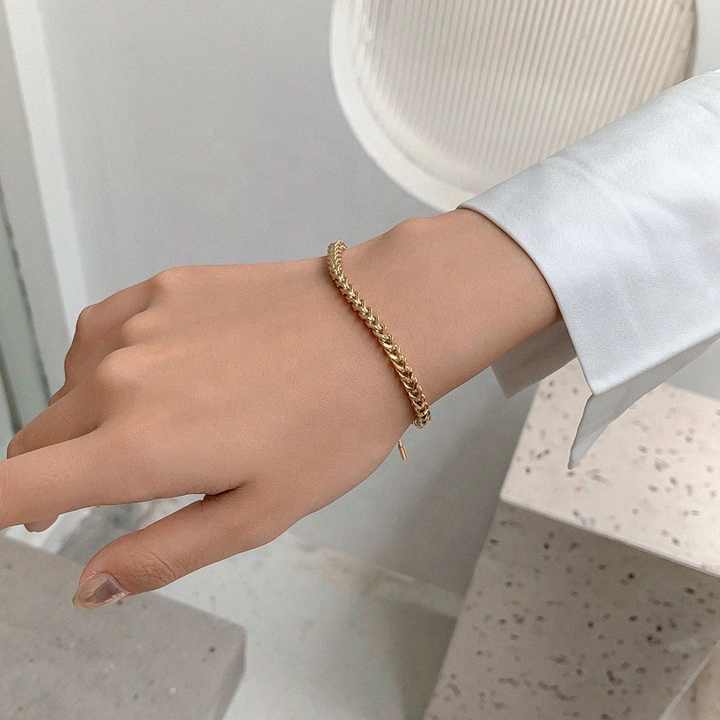 High Grade Gold Plated Fashion Style Hip Hop Stainless Steel Adjustable Link Chain Men's Bracelet for Women Female