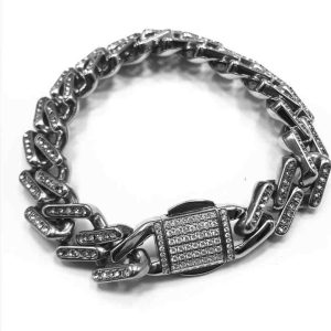Men's Stainless Steel Cuban Link Bracelet 18K Gold Plated Hip Hop Jewelry Chain Bangle Gift