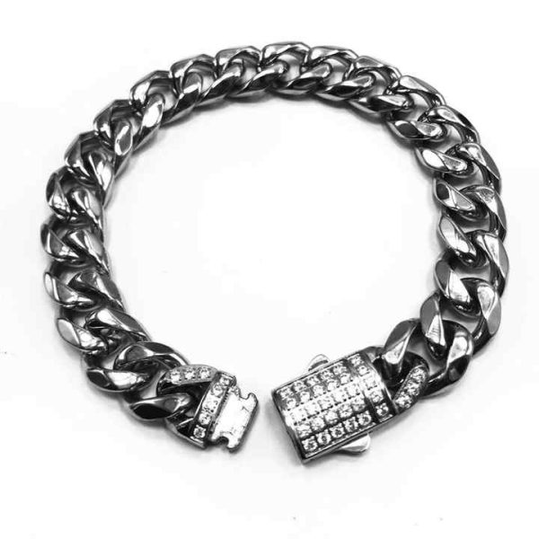 Wholesale Stainless Steel Cuban Link Chain Bling Hip Hop Bracelet 18K Gold Plated 316 Stainless Steel Cuban Link Bracelet