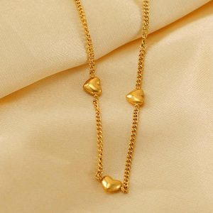 Cute Heart Design Titanium Steel Gold Plated Bracelet Set for Party Occasions