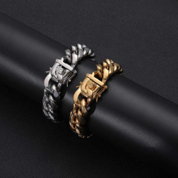 SB003 6mm 8mm 10mm 12mm 14mm 18mm Stainless Steel Cuban Link Bracelet Hip Hop Chain Bracelet