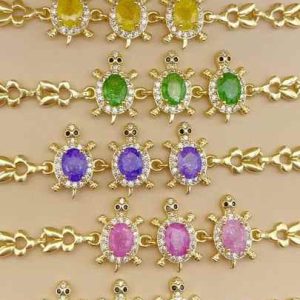 Wholesale Trendy Turtle Design 14K Gold Plated Brass Bracelet with Zircon Stone for Unisex Jewelry