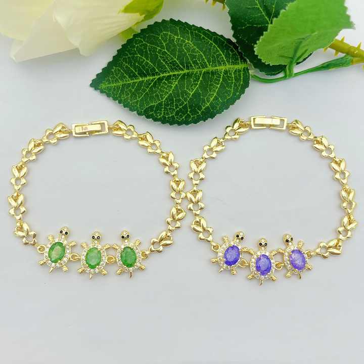 Wholesale Ice Crystal Bracelet 14k Gold Laminated Diamond Jewelry Fashion Zircon Turtle Kid Bracelet Pulsera Laminada En Oro