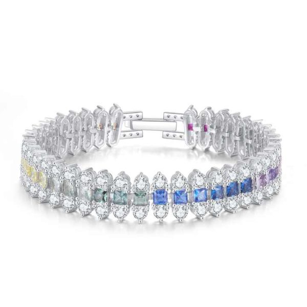 Cubic Zirconia Trendy Alloy Chain Link Charm Bracelets Wholesale Women's Rhodium Tennis Bracelet Jewelry