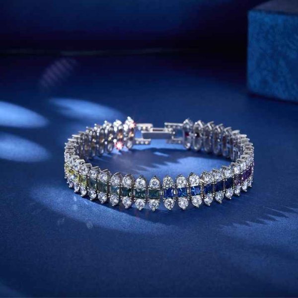 Cubic Zirconia Trendy Alloy Chain Link Charm Bracelets Wholesale Women's Rhodium Tennis Bracelet Jewelry