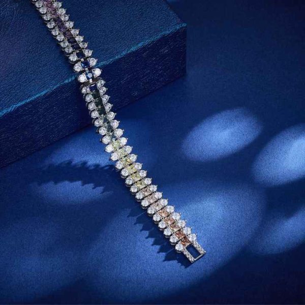 Cubic Zirconia Trendy Alloy Chain Link Charm Bracelets Wholesale Women's Rhodium Tennis Bracelet Jewelry