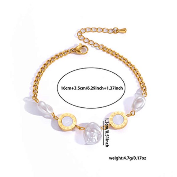 Simple High Sense Fashion Niche Geometric Disc Mother-of-pearl Titanium Steel Bracelet Star Moon Design Jewelry
