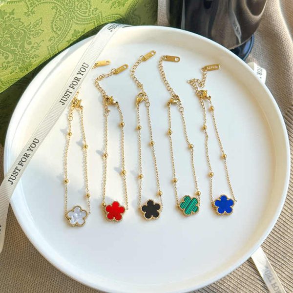 Popular 18K Gold Plated Shell Bracelet Titanium Steel Flower Bracelet Fine Chain Link Bracelets Women Fashion Jewelry