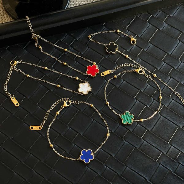 Popular 18K Gold Plated Shell Bracelet Titanium Steel Flower Bracelet Fine Chain Link Bracelets Women Fashion Jewelry
