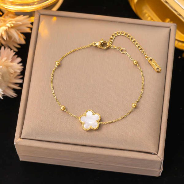 Popular 18K Gold Plated Shell Bracelet Titanium Steel Flower Bracelet Fine Chain Link Bracelets Women Fashion Jewelry