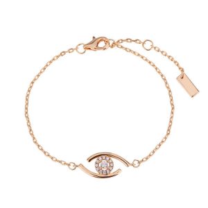 Trendy Brass Chain Bracelet with Zircon Stone Lady Luck Devil's Eye Design for Women
