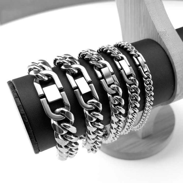 High Quality 5 6 8 10 12 14mm Stainless Steel Cuban Link Bracelet for Men Non-Tarnish Mens Jewelry Trendy Gift Idea