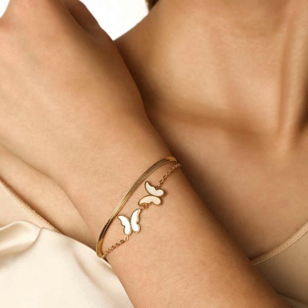 FY Fashion Jewelry Bracelets Tennis Snake Linked Chain Freshwater Pearl Gemstone Butterfly Pendant Charm Bracelets for Women