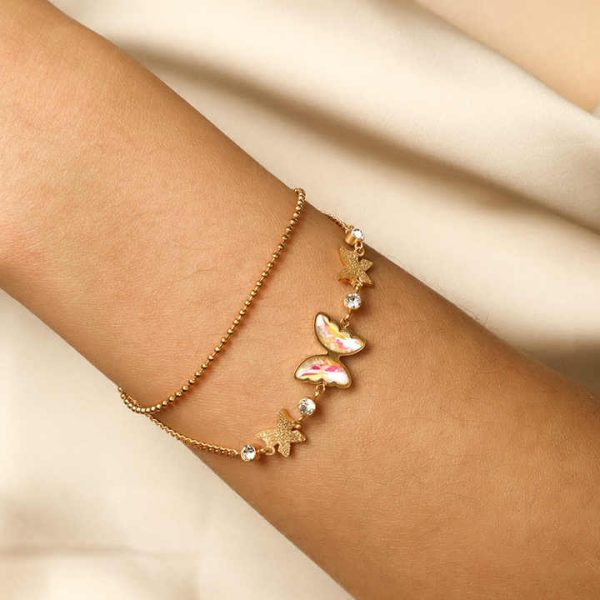 FY Fashion Jewelry Bracelets Tennis Snake Linked Chain Freshwater Pearl Gemstone Butterfly Pendant Charm Bracelets for Women