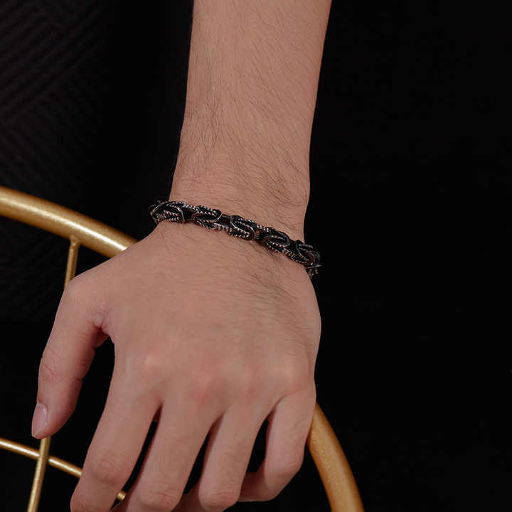 Retro Hip Hop Style Hand Decorated European American Street Fashion Male Personality Bracelet Fashion Chain Link Bracelets