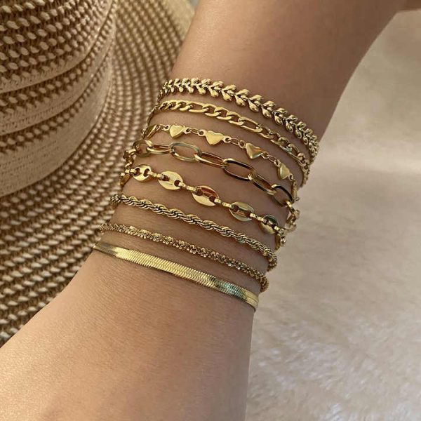 2025 Fashion Chain Bracelet 18K Gold Plated Chain Bracelets Stainless Steel Bracelet Jewelry for Women Girls