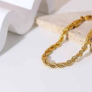 5mm Twisted Cable Chain Bracelet for Women - Stainless Steel Rope Chain Casual Sporty Jewelry Accessories