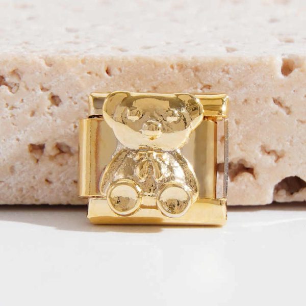 Fashion Italian Link Charms Gold Stainless Steel Rhinestone Gold Plated Italian Charm Bracelet with Diamonds