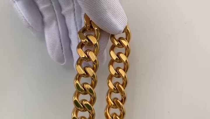 12mm Cuban Chain Bracelet Stainless Steel 18K Gold Plated Trendy Unisex Jewelry for Men and Women