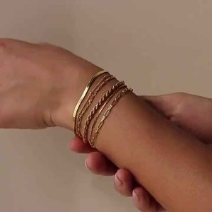 6-Piece Multilayer Snake Chain Bracelet Set Trendy Bohemian Jewelry for Women Summer Gifts Zinc Alloy Gold Plated Layered Bracelets