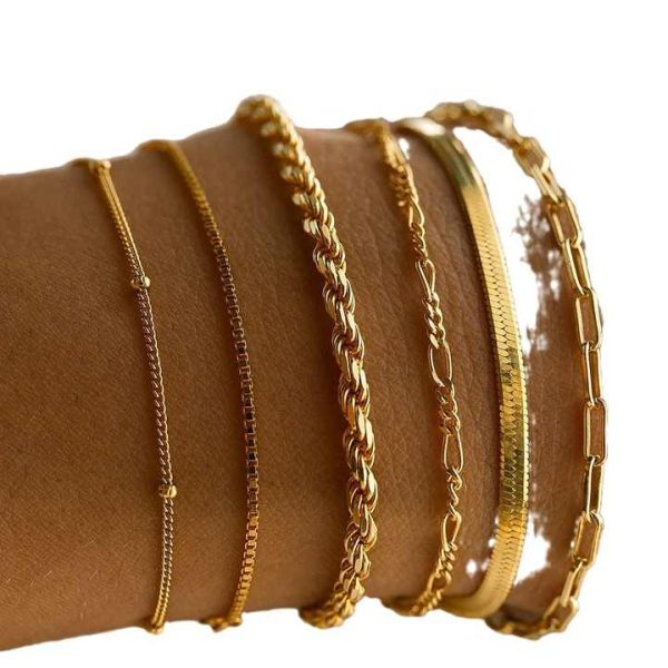 6PCS/SET Women Fashion Jewelry Bracelet Snake Chain Multilayer Summer Gifts Bohemian Chain Bracelets Pulsera Para Mujeres