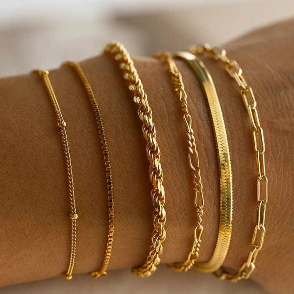 6PCS/SET Women Fashion Jewelry Bracelet Snake Chain Multilayer Summer Gifts Bohemian Chain Bracelets Pulsera Para Mujeres
