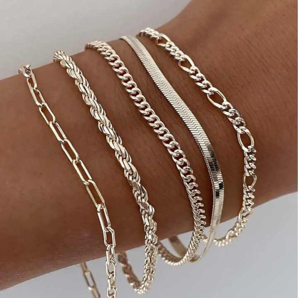 6PCS/SET Women Fashion Jewelry Bracelet Snake Chain Multilayer Summer Gifts Bohemian Chain Bracelets Pulsera Para Mujeres