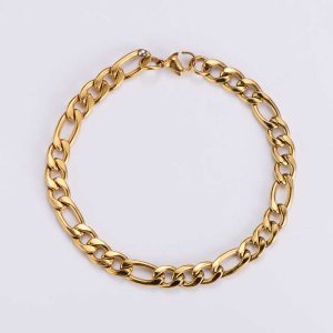 Classic 304 Stainless Steel Gold Plated Figaro Link Chain Bracelet for Unisex