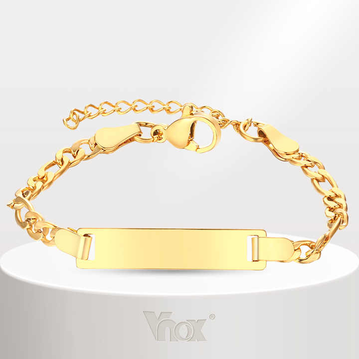 Vnox Cute Kid Gift Items Dainty Blank Bending Brand Adjustable Customizable Lettering Children's Bangle Bracelet