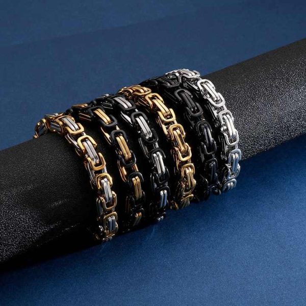 Hot Sale Fashion Jewelry 18K Gold Plated Stainless Steel 4/5/6/8MM Hip Hop Thick Bracelet Chunky Chain Bracelet for Women Men