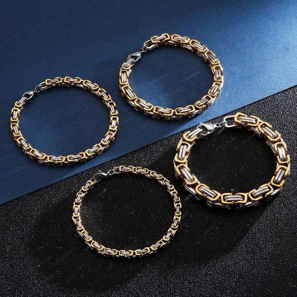 Hot Sale Fashion Jewelry 18K Gold Plated Stainless Steel 4/5/6/8MM Hip Hop Thick Bracelet Chunky Chain Bracelet for Women Men